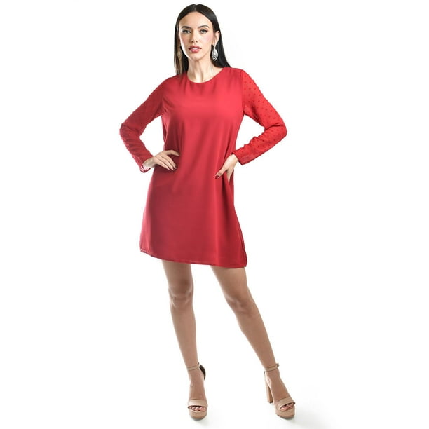 Vestido de mangas con relieve Roman Fashion Juvenil 3823 Rojo CH