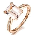 thumbnail image 2 of Antique 1.25 Carat Peach Pink Real Morganite (emerald cut Real Morganite) and Man made diamond moissanite Engagement Ring, 2 of 5