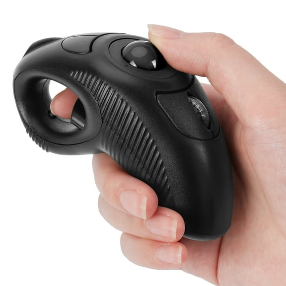 Wireless USB Handheld Finger Trackball Mouse with Laser Pointer Black