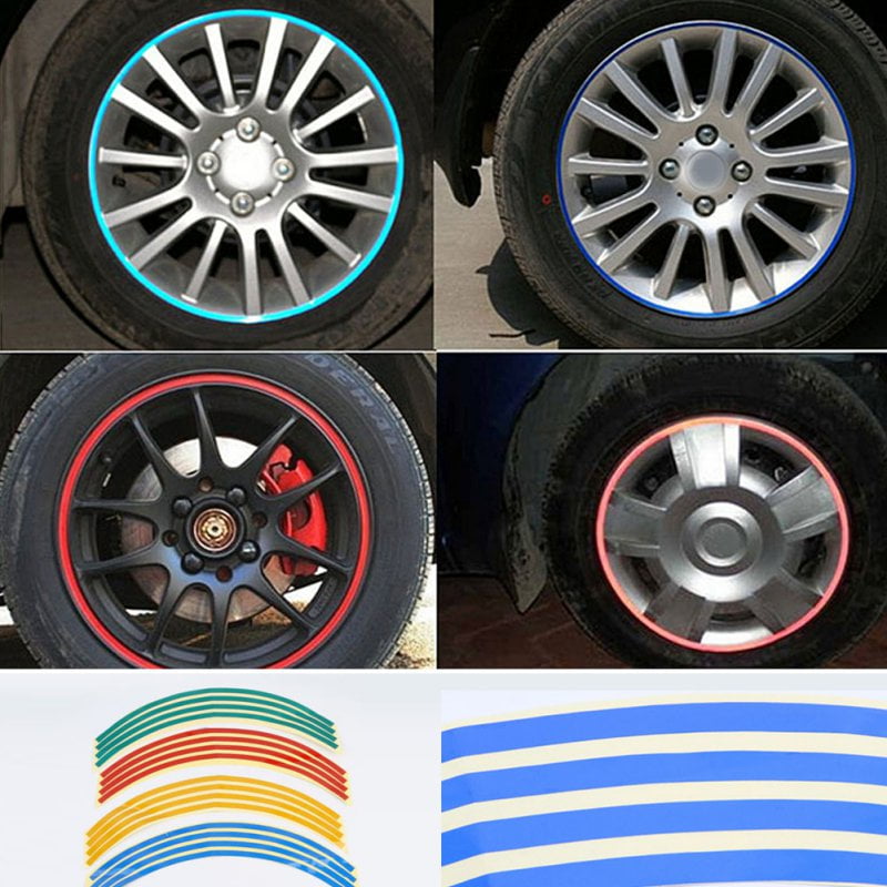 18" Colorful Motorcycle Car Wheel Rim Tape Decal Stripes Stickers Reflective 