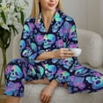 thumbnail image 6 of Pajama Sets for Women 2 Pcs, starry sky Skull flower Button Down Long Sleeve Sleepwear Lounge PJ Sets, 6 of 6
