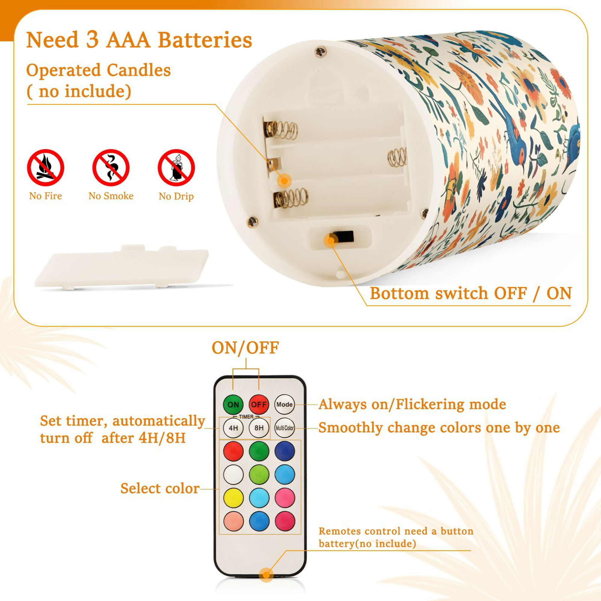 Yayeee Flameless Candles with Remote Flickering Battery Operated Multi Color Changing, Cute Animals