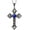 Blue, variant on Gothic Cross Pendant Necklace Antiqued Silver Goth Punk Holy Cross Carved Flower Chic Black Crystal Rhinestone Christian Large Chain Necklace for Women Men Y2K Halloween Party Fashion Jewelry Gifts