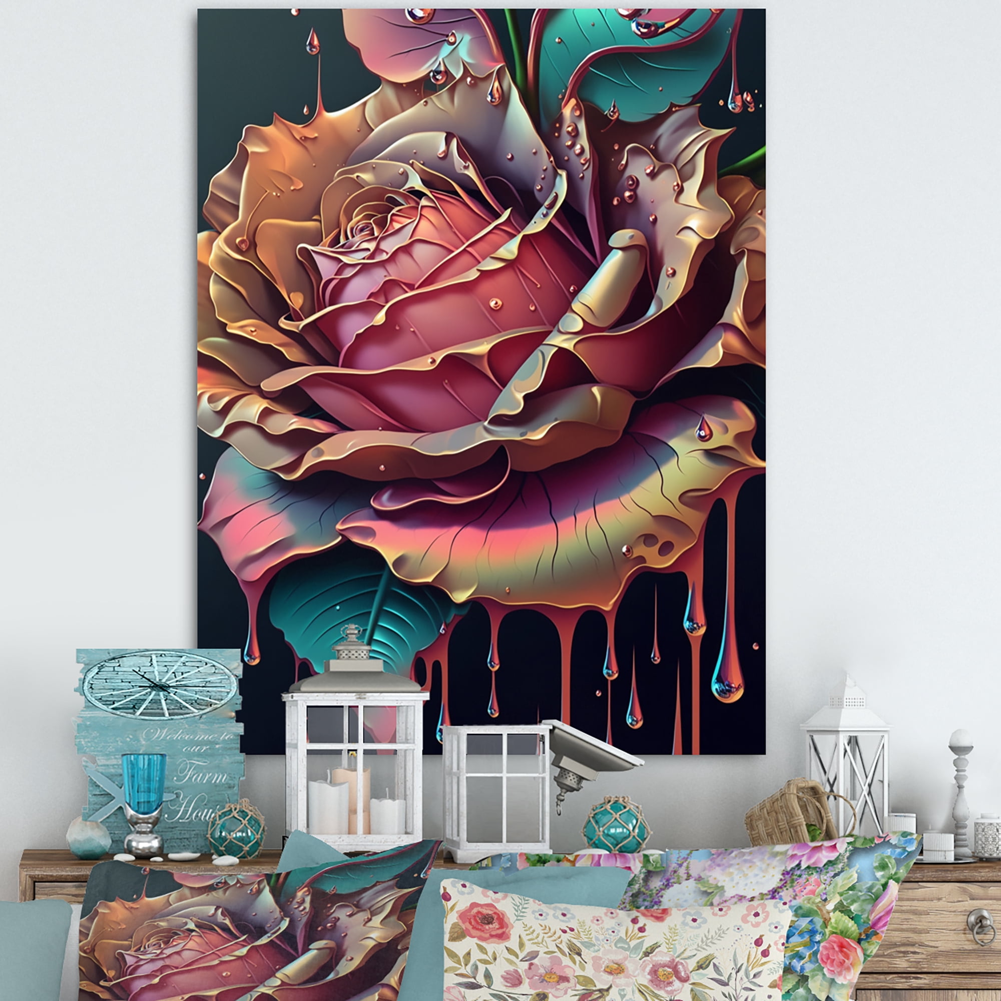Designart Modern Blooming Rose I Canvas Wall Art