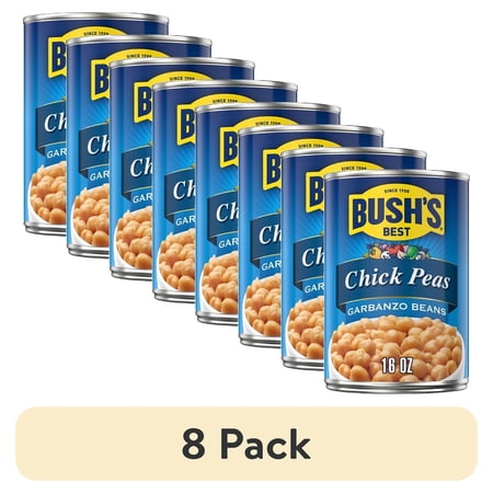 (8 pack) Bush's Canned Garbanzo Beans, Canned Chickpeas, 16 oz Can