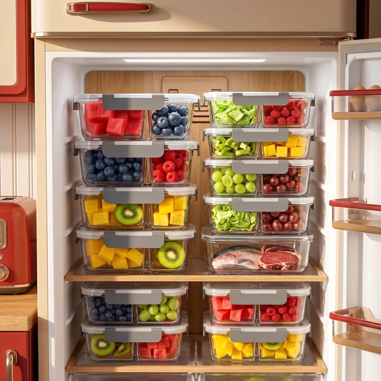 SHIGEER 5-Pack 36oz Glass Meal Prep Containers Gray photo 8