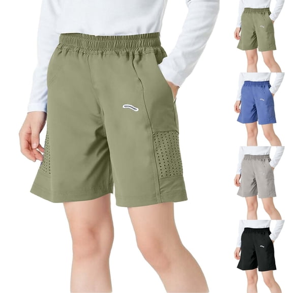SGFCWSX Boys Athletic Shorts with Breathable Mesh and Pockets Elastic Waist Quick Dry Summer Active Shorts for Kids Green Size 9-10 Years