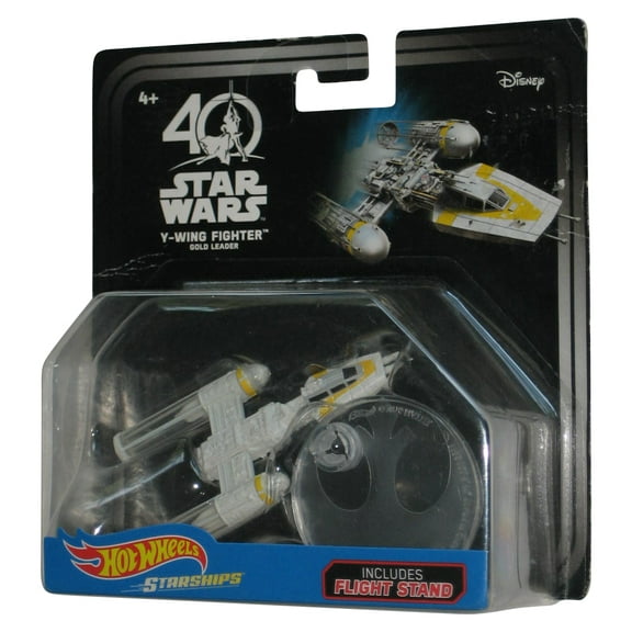 Star Wars Hot Wheels 40th Anniversary (2016) Y-Wing Fighter Gold Leader Starships Vehicle Toy - (Card Wear)
