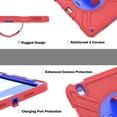thumbnail image 3 of 3-Layer Kids Case for iPad Air 11 Inch 2024, Durable Sturdy Protection Silicone PC Case with Swivel Stand, Hand Strap and Shoulder Strap + Pencil Holder with Charging Port Lid - Redblue, 3 of 13