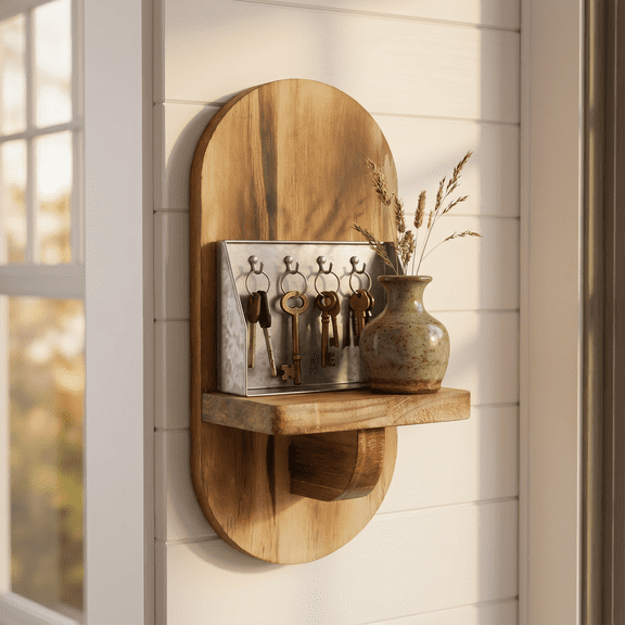 Vintage Wall Shelves, Oval Wooden Floating Shelves for Wall Decor, Wall Mounted Floating Bathroom Shelf for Storage, Floating Book Shelf for Bedroom, Living Room – Farmhouse Decoration