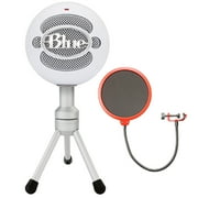Blue Microphones Snowball iCE Versatile USB Microphone - White (SNOWBALL iCE) with Universal Pop Filter Microphone Wind Screen with Mic Stand Clip