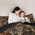 thumbnail image 4 of Castle Fairy Teens Autumn Jungle Deer Queen Comforter Set 3 Pieces,Woodland Wildlife Comforter Sets Queen,Brown Orange Cream,Black Reversible,1 Comforter and 2 Pillowcases, 4 of 6