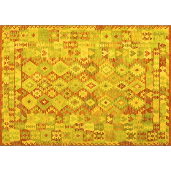 Ahgly Company Indoor Rectangle Southwestern Yellow Country Area Rugs, 5' x 7'
