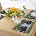 thumbnail image 4 of Ambesonne Nature Place Mats Set of 4, Trees Flowers Waterfall, Standard Size, Green White, 4 of 6