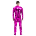 thumbnail image 2 of Alvivi Men's Shiny Metallic Full Body Unitard Bodysuit One Piece Zipper Catsuit Leotard Jumpsuit Hot Pink M, 2 of 3