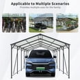thumbnail image 2 of taoruifang 12x21 FT Heavy Duty Metal Carport, Galvanized Steel Roof & Frame Portable Garage for Car Truck Boat Tractor, Charcoal, 2 of 8