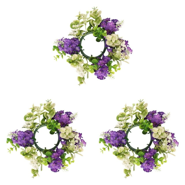 3PCS Candle Rings Wreaths - Mini Artificial Eucalyptus & Greenery Garland for Pillar Candles, Farmhouse Wedding Centerpiece, Boho Table Decor, Seasonal Home & Party Decoration