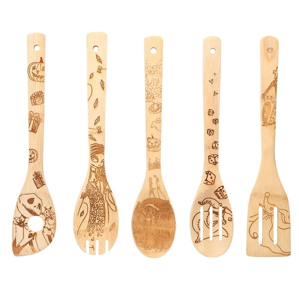 Juego De Utensilios De Cocina De Bambú, Juego De Cucharas De Utensilios De Cocina Graffiti Personalizado Hermoso Bambú Para Herramientas De Cocina Para Accesorios De Cocina Para Ccdes Otros