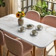 thumbnail image 3 of White Golden Marble Table Cloths for 4 Foot Rectangle Tables, Modern Abstract Art Elegant Patio Waterproof Elastic Fitted Tablecloths, Washable Rectangular Table Cover for Camping, 3 of 8