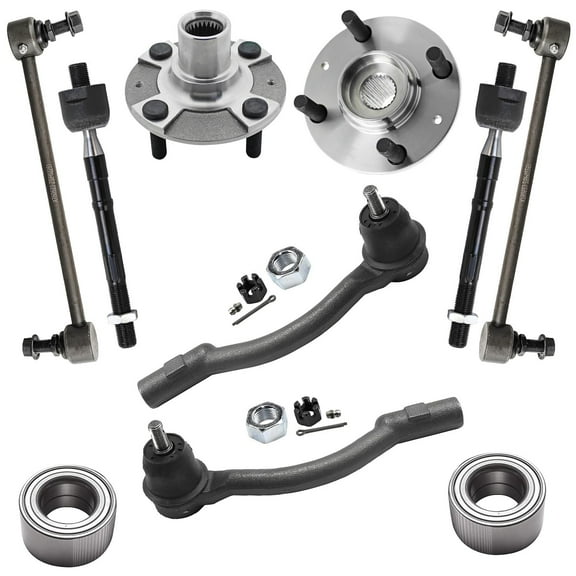 Detroit Axle - FWD Front Wheel Hub Bearings Kit for Hyundai Accent 2012-2017, 2 Wheel Hub Bearings Assembly 2 Wheel Bearings 2 Sway Bars 4 Outer Inner Tie Rods 2013 2014 2015 2016 Replacement