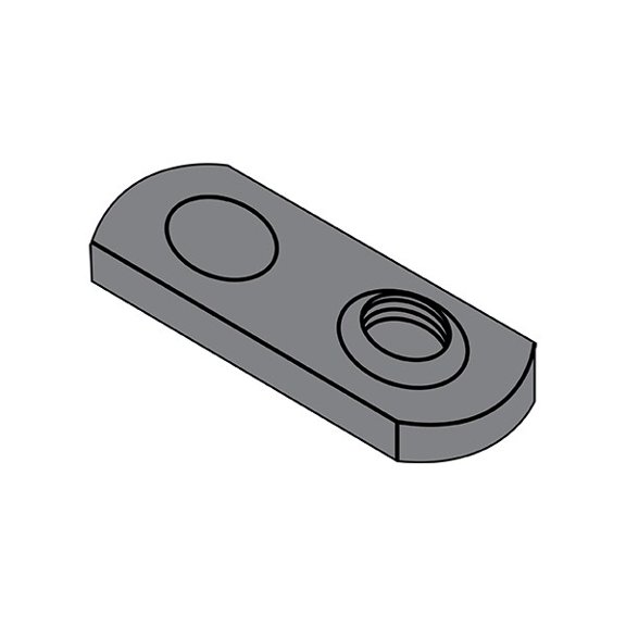 Tab Weld Nut, #10-32, Steel, 0.453 in Wd, 0.64 in Lg, 0.098 in Ht, 1000 PK