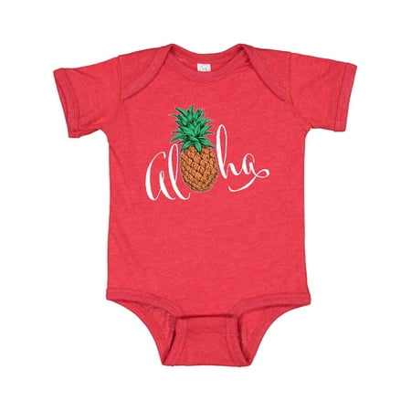 

Inktastic Aloha- in cursive with pineapple Gift Baby Boy or Baby Girl Bodysuit