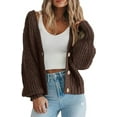 thumbnail image 1 of Suéter tipo cárdigan de punto grueso de moda de otoño e invierno para mujer, chaqueta tipo cárdigan corta holgada con botones y manga larga, 1 of 6