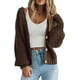 thumbnail image 1 of Suéter tipo cárdigan de punto grueso de moda de otoño e invierno para mujer, chaqueta tipo cárdigan corta holgada con botones y manga larga, 1 of 6