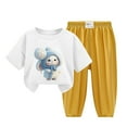 thumbnail image 1 of Odeerbi 2-12 Años Niño Niña Conjunto de Verano Camiseta de Manga Corta de Algodón Ice Silk Pantalón de Chándal Conjunto de Dos Piezas de Ropa Interior Estampada, 1 of 4