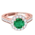 thumbnail image 2 of Aonejewelry 1.40 Ct. Halo Emerald and Diamond Engagement Wedding Ring In 14k Solid Rose Gold, 2 of 4