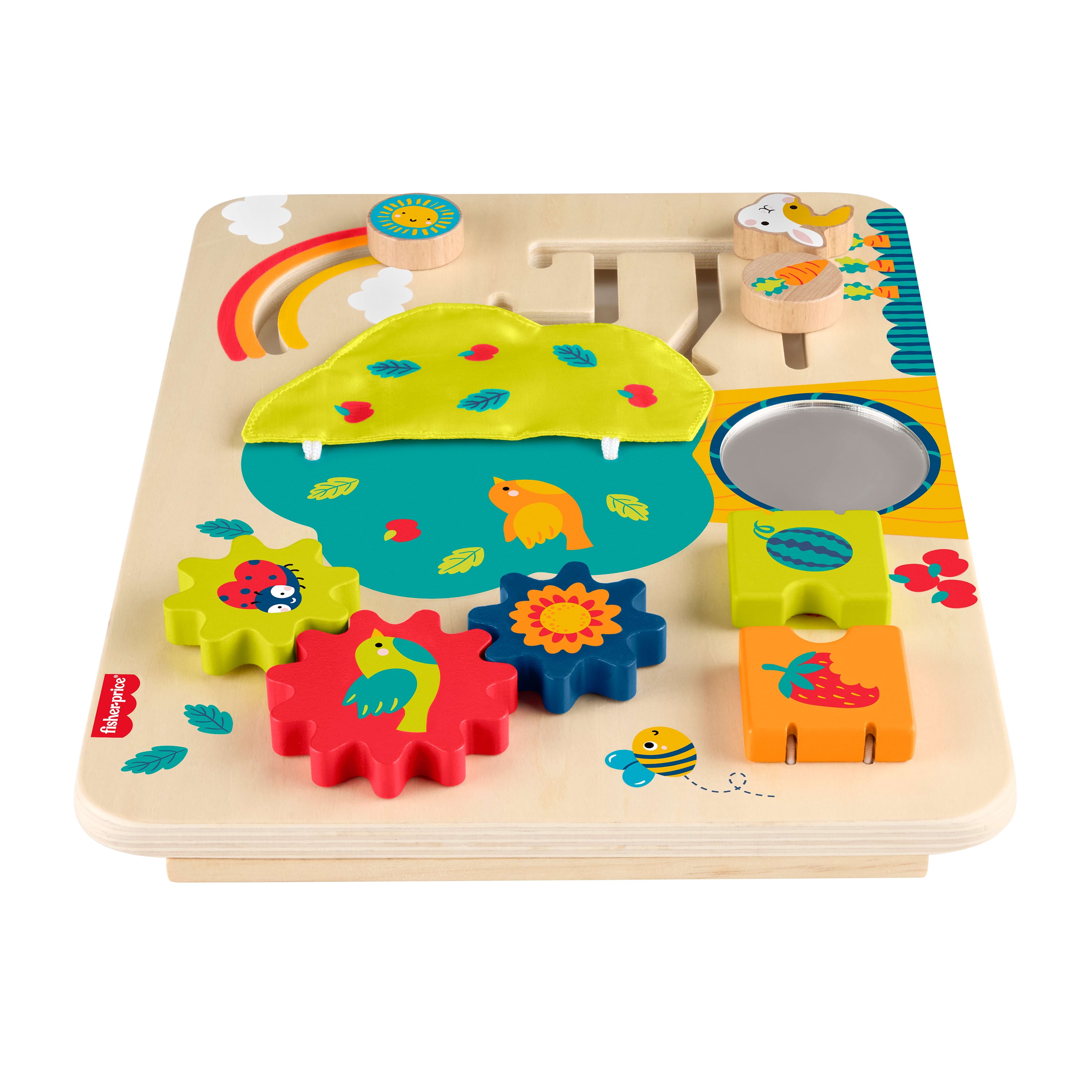 Fisher-Price Wooden Activity Station Baby Busy Board Toy for Developmental Play, 1 Wood Piece, FISHER PRICE WOOD ACTVITY STATION