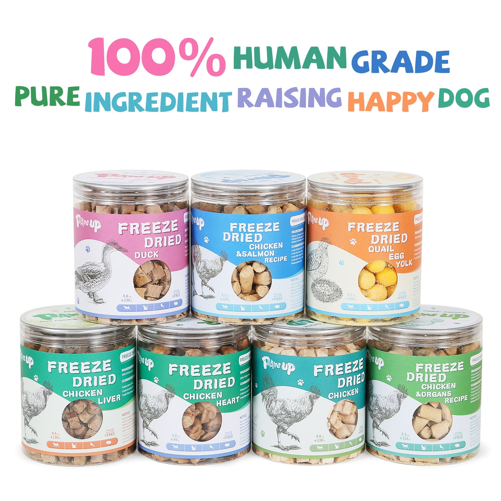 (2 pack) PAWUP Freeze Dried Chicken Treats for Dog and Cat, Single Ingredient Chicken Breast, Grain Free, High Protein Snacks for Training, 4.6oz