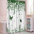 thumbnail image 5 of Shower Curtain Butterfly Leaf Shower Curtains for Bathroom Decor, Waterproof Polyester Shower Curtain Set with Hooks, Small Stall Size 36" x 72" Green Plant Silhouette, 5 of 9