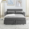 thumbnail image 6 of Holaki 55" Loveseat Sleeper Sofa Bed,Convertible Sleeper Sofa Couch, Velvet Fabric Futon Couches for Living Room with USB Port,Side Pocket,Adjustable Backrest,Pillow,Gray, 6 of 8