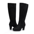 thumbnail image 2 of Pennysue Women Knee High Boots Black Sedue Wide Calf Chunky Heel Booties For Women 9M, 2 of 7