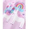 thumbnail image 6 of Bellafa Toddler Girl Short Sleeve Shirts Cotton Cartoon Graphic T-Shirts Kid Girls Crewneck Ruffle Hems Tees Tops for 3-8 Years, 6 of 8