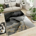 thumbnail image 3 of Modern Black Gold Marble Texture Living Room Decor Rugs, Luxury Geometric Gold Ink Art Office Area Rug, Washable Soft Fluffy Indoor Large Floor Carpet For Teen Room Lounge Bedroom Home, 3 of 7
