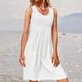 thumbnail image 5 of ZHOGXU Women's Dress Sleeveless Round Neck Solid Color Fashion Comfortable Breathable Dresses For Casual Daily Wear,White,Xl, 5 of 8