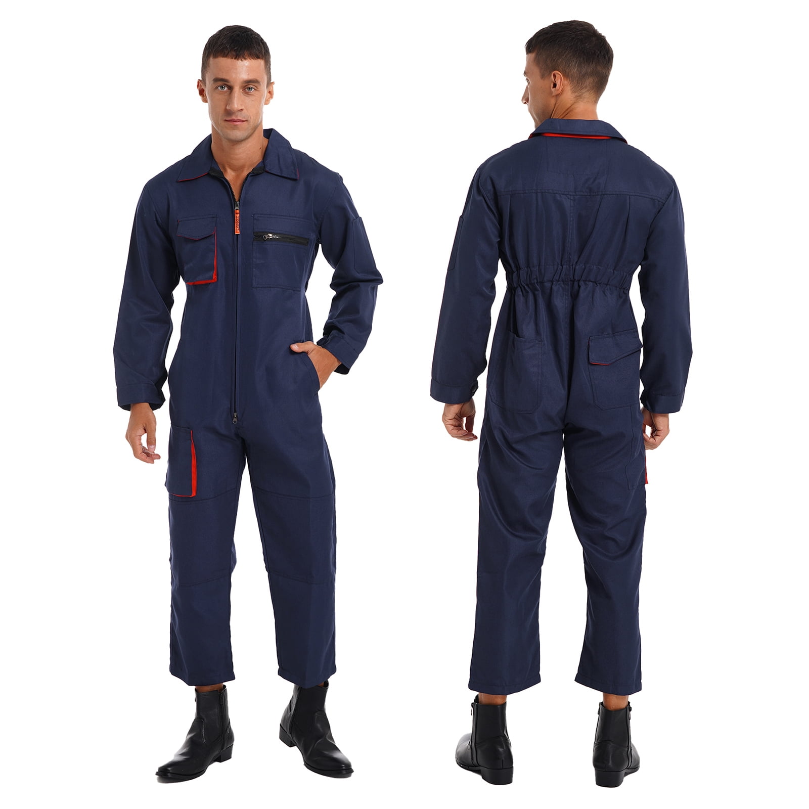 Aislor Mens Mechanic Uniforms Long Sleeve Zip Up Coverall