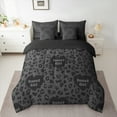 thumbnail image 3 of Manfei Kawaii Sweet Girl Bedding Comforter Set 7pcs for Teen, Black Cheetah Print Queen Bedding Sets, Modern Fashion Reversible Queen Sheet Sets, Ultra Soft Home Decor, 3 of 8