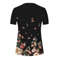 thumbnail image 5 of Fiudx Liquidación de Ofertas Flash Moda Mujer Verano Casual Impresión Manga Corta Cuello En V Blusa Camiseta, 5 of 5