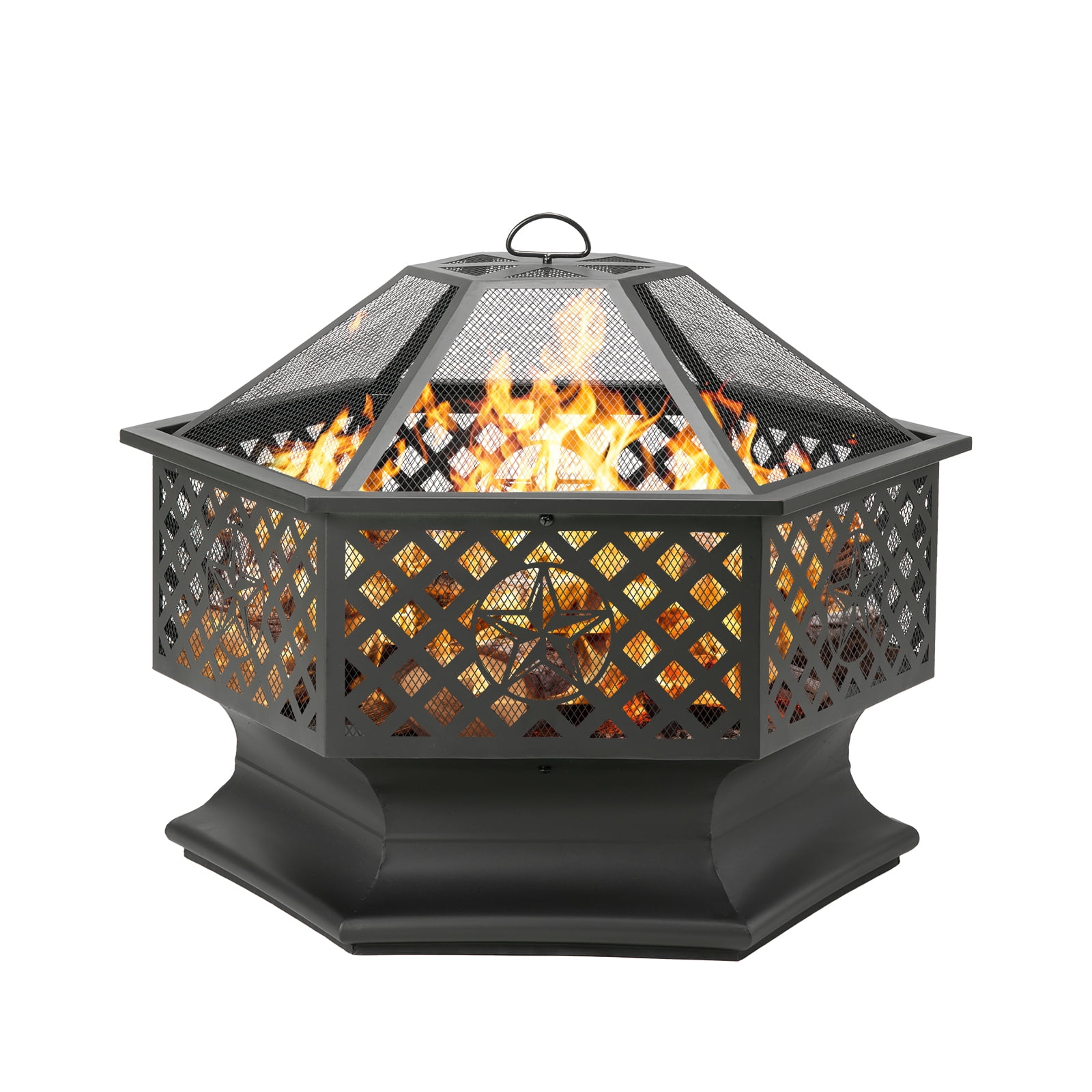 Outvue 33“ Hexagonal Outdoor Wood Burning Fire Pit