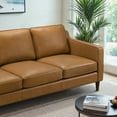 thumbnail image 6 of Modern Tan Leather Sofa with Solid Wood Frame (220×80×75cm) for Living Room, 6 of 10