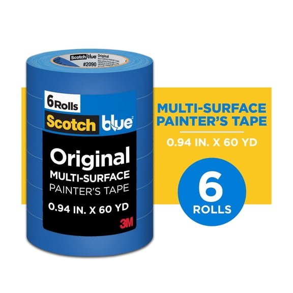 Scotch Blue Painter's Tape, 0.94 in. x 60 yd., 6 Pack, Original Multi-Surface, Paint Supplies