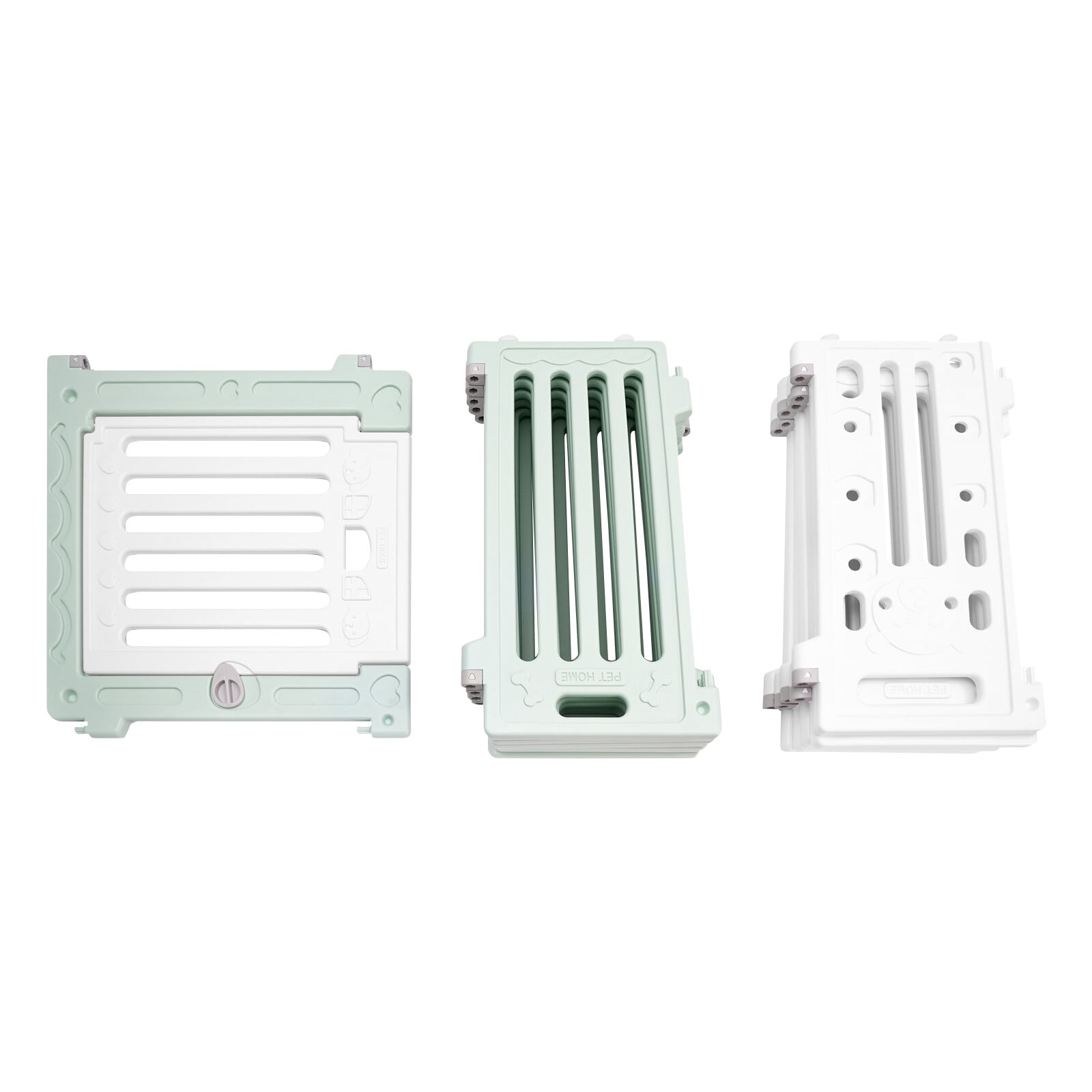 11 Panels Pet Barrier, Dog Playpen with Door, HDPE, Pet Safety Fence for Indoor, Green and White
