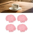 thumbnail image 5 of 4Pcs Woven Coasters, Cute Coasters,Round Cotton Coaster, Delicate Elegant for Men Women for Living Room (Color: Pink), 5 of 8