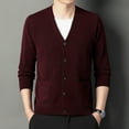 thumbnail image 2 of uikmnh Men's Knitted Cardigan Autumn and Winter Long Sleeved V Neck Wool Yarn Knit Sweater Jacket Trend Texture Solid Colour Button, 2 of 4