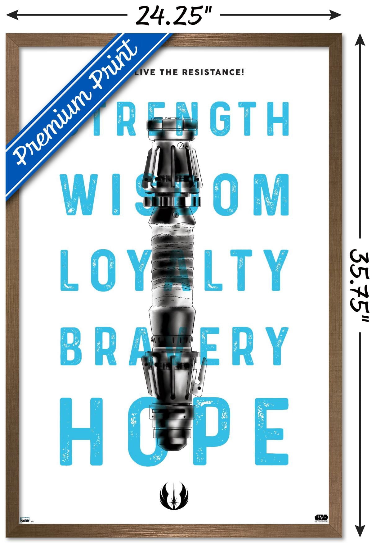 Star Wars: Saga - Lightsaber Text Wall Poster, 22.375" x 34", Framed