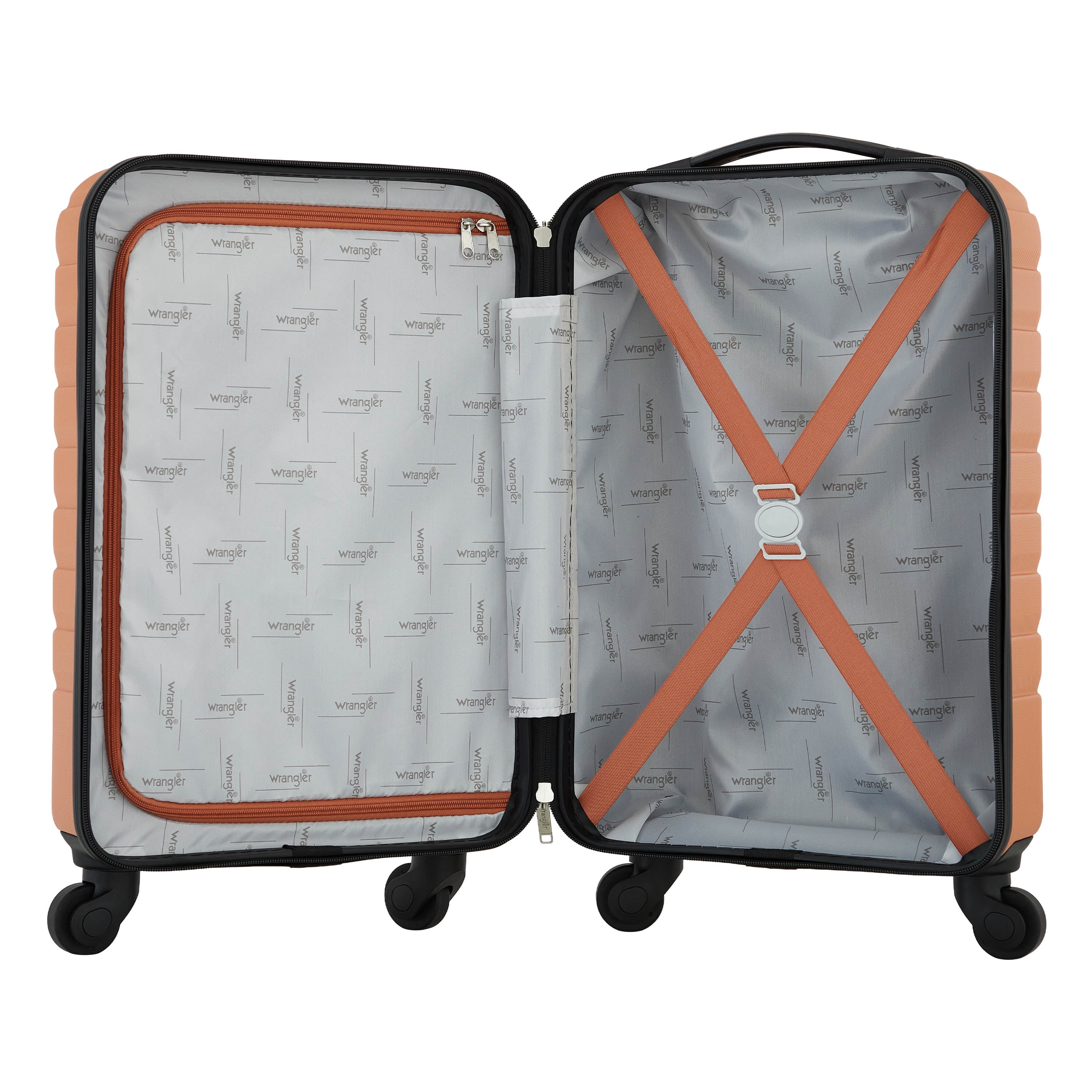 Wrangler 20-inch Carry-on Rolling Hard Side Spinner Luggage, Orange