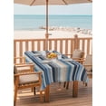 thumbnail image 2 of 54x80 Inch Outdoor Tablecloth with Umbrella Hole Zipper Rectangle Blue Grey Beige Striped Rectangular Tablecloths Outside Waterproof Farmhouse Vintage Stripe Patio Table Cloth Cover for Picnic Party, 2 of 8